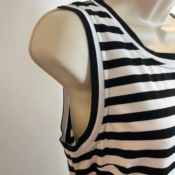 NWT Ann Taylor LOFT Striped Black White Sleeveless Mini Cotton Dress Small - Picture 3 of 8